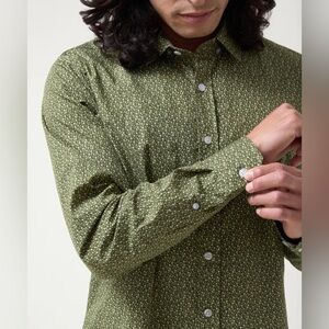 Express Olive Floral Button Down Shirt